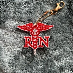 Red RN Keychain with Gold Clip